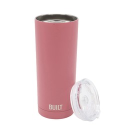 BUILT 20 Ounce Double Wall Vacuum Sealed Stainless Steel Coffee and Water Tumbler Easy to Clean Tritan Lid with Rotating Splash Guard, Pink (5286294)