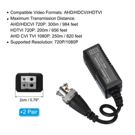 PATIKIL Passive Video Balun BNC to UTP Cat5/5e/6, RJ45 HD Transceiver Transmitter Adapter Cable Connectors for 720P/1080P AHD/HDCVI/HDTVI CCTV Camera 2 Pair