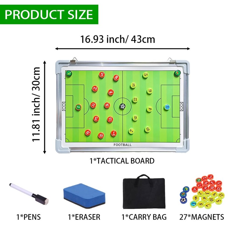 Nuburbur Magnetic Soccer Coaching Board, Double-Sided Dry Erase Tactics Board