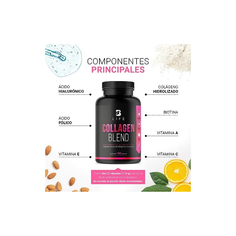 Péptidos Colágeno Hidrolizado 200 Cápsulas Potenciado Biotina Vitamina Piel Cabello
