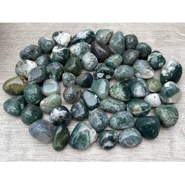 1/2 LB Moss Agate Tumbled Stones, Polished Natural Moss Agate Gemstone, Moss Agate Healing Crystals (Moss Agate)