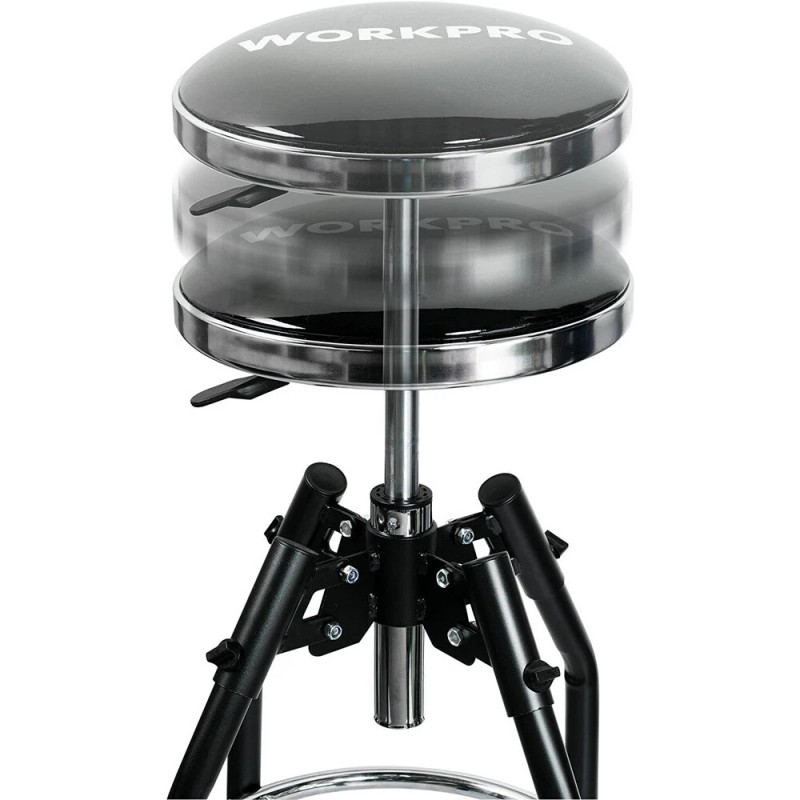 WORKPRO Bar Stools 360 Degree Swivel Black Chair Heavy Duty