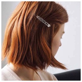 Iaceble Vintage Crytal letter Hairclips Pin Cz Letter Side Clip Barrette Lucky Star Hairpin Clips Gold three leaf Head Clip Decorative Hair Accessories for Women and Girls Headdress (Letter)