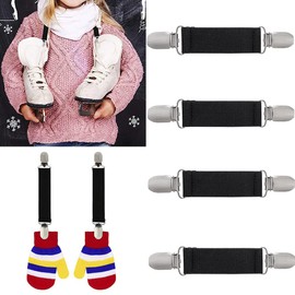 2 Pairs Winter Mitten Clips Elastic Stainless Steel Gloves Clips for Toddler, Kids, Baby and Adults Dress Clips Cinch Sweater Collar Cardigan Shawl Fashion Fit Garment Blouse Waist Clips