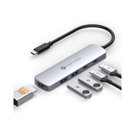 NOVOO 9-in-1 4K@60Hz HDMI USB-C 3.0 Hub Type C Adapter 4K@60Hz HDMI/4*USB-A/USB-C 5Gbps/PD100W Rapid Charge/SD/TF usb c Converter Adapter for MacBook Pro M1 M2 M3 Rog Ally Dell XPS Surface Galaxy S24