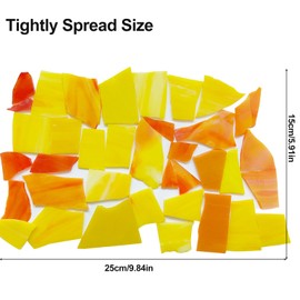 200g Stained Glass Mosaic Tiles,Glass Mosaic Supplies Kit, Mixed Orange Yellow Colors and Shapes,Stained Glass Tiles for Handmade DIY Art/Crafts and Home Decoration (200g/7oz Pack)