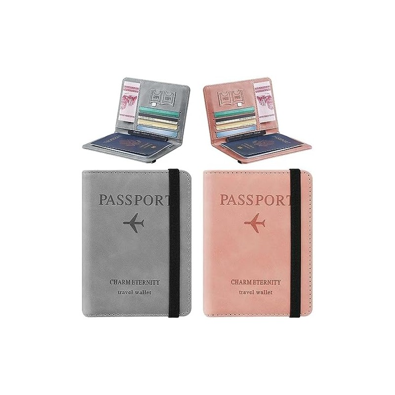 DQST 2 PACK Cartera para Pasaporte RFID, Pasaporte Funda para