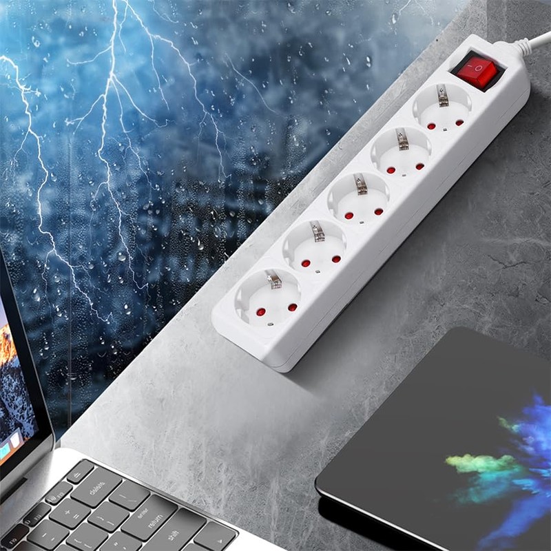 Schuko 5 Socket Strip with Switch, 3 m, 3G, 1.5