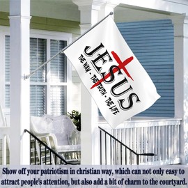 Jesus The Way Truth Life Flag Christian Jesus American Flags for Outside 3x5 Double Sided Faith Over Fear Jesus Flag Outdoor House Yard Easter Decorations Flag Christian Gifts Banner