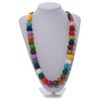 Avalaya Long Multicoloured Painted Wooden Bead Cord Long Necklace -