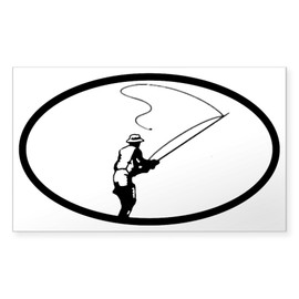 CafePress Fly Fisherman Oval Sticker Rectangle Bumper Sticker Car Decal