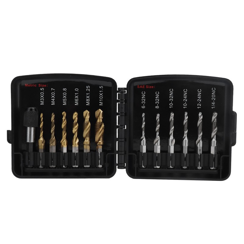 Combined Tap Drill Bit Set HSS Metric Ti Plated System