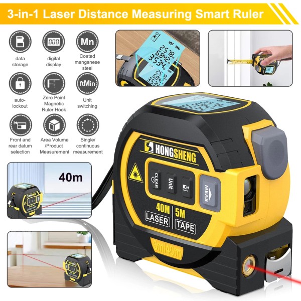 Laser Tape Measure 3 In 1 Digital Tape Measure 131Ft