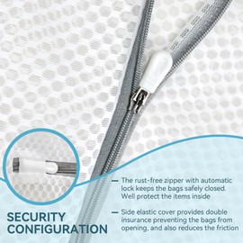 3 Premium Honeycomb Laundry Bags for Delicates with Zip, Travel Storage, Organiser Bag, Wash Bags for Hosiery, Jackets, Coat, Blanket, 60 x 60 cm (3XL, White)