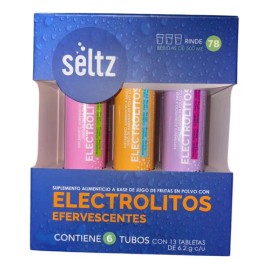 Pack Mix 6 Tubos De Electrolitos Efervecentes Seltz C/13 Tbs Sabor Naranja/fresa/limón