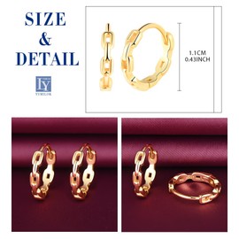 Yumilok Chain Shape Earrings Hoop Earrings Women's Earrings Made of 925 Sterling Silver Small Huggie Women's Earrings for Women Girls, Sterling Silver