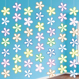 Janlaugh 8 Pcs Sponge Party Decorations Cartoon Flowers Bubbles Garland Banner Under The Sea Hanging Garland Ocean Ceiling Streamer Cutouts for Baby Shower Birthday Photo Props Summer Decor Supplies