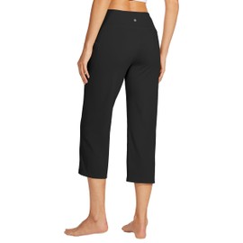 Willit Women's Yoga Capris Pants High Waist Leggings Crossover Straight Leg Athletic Exercise Workout Crop Capris 21" Black XXL