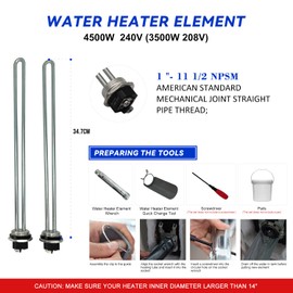 LONG TERM EWH-05 Electric Water Heater Tune-Up Kit, Includes 4500W 240V Water Heater Elements, Upper Thermostat, Lower Thermostat, Protective Covers, Elements Gaskets, Quick Change Tool, Two Wrench