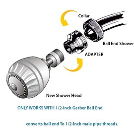 Gerber Ball End Shower Arm Adapter | Old Style Joint Convert to 1/2" Standard | Plumbing Repair Part Fitting