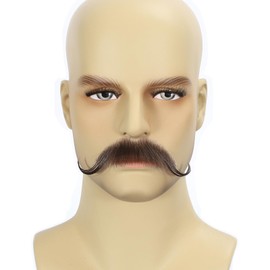 Adytom Synthetic Fiber False Beard Hair Lace Base Hands Tied Realistic Adult Costume Theatrical Fake Mustache