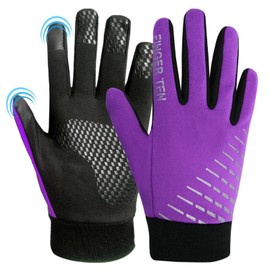 AMRTA Winter Cycling Gloves Kids Boys Girls Thermal Warm Touchscreen with Palm Grip for Running Football MTB Rugby Bike Hockey Skating Table Tennis Hiking (Violet, Large)