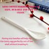 AKOAK 6.7" Ceramic Egg Spoon Set (5 Pieces), White Long-Handled