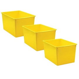 Teacher Created Resources TCR20431-3 Plastic Multi-Purpose Bin, 14-Inch x 9.25-Inch x 7.5-Inch, Yellow, Pack of 3