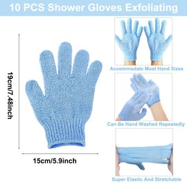 KEYRI Pack of 10 Exfoliating Gloves, Exfoliating Gloves for Body and Face Massage Glove Exfoliating Wash Gloves for Women Shower Spa Massage (White + Pink + Purple + Green + Blue)