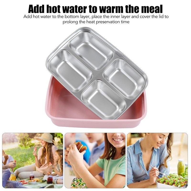 Lunch Box 4 Compartments 304 Stainless Steel Tableware Portable Lunch