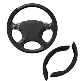 Wogomz 2PCS Segmented Car Steering Wheel Cover, Anti-Slip Leather Steering Wheel Protector, Butterfly Auto Steering Wheel Cover Protector, Universal Vehicle Interior Accessories (Black)