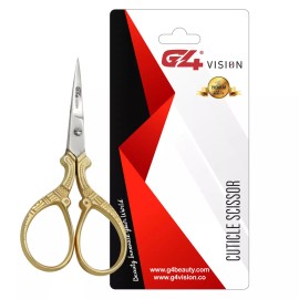 G4 Vision Gold Cuticle Scissors Finger Toe Nail Manicure Pedicure Stainless Moustache 3.5"