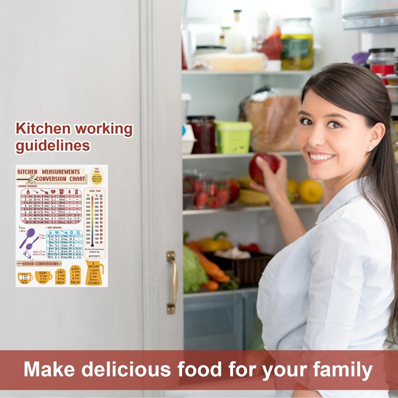 Kitchen Conversion Chart Magnet, Metric Conversion Chart for Cooking Conversion