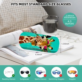 BestEioyo Eyeglasses Case, Durable Hard Shell Box Portable Protective Glasses Cover Box for Men and Women with Cleaning Cloth and Stylish Design, Giraffe