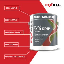 FIXALL Skid Grip Anti-Slip Coating, 1 Gallon, Camel, Exceeds ADA Standards, Ideal for Safety Areas, Slip-Resistant Pavement, Cement & Concrete Paint
