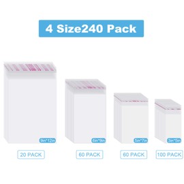 Geyoga 4 Size 240 Pieces Clear Plastic Cello Bag Resealable Self Sealing Cellophane Bag for Candy Cookies Decorative Wrapper (3 x 5 Inch, 5 x 7 Inch, 6 x 9 Inch, 9 x 12 Inch)