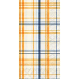 IHR Ideal Home Range Dinner Napkins Disposable 3-Ply Paper Guest Towels Buffet Napkins, 8.5" x 4.5", Pumpkin Plaid, 16 Count