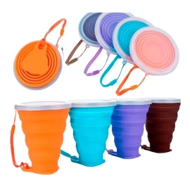 Veraly Vaso De Silicona Plegable Con Tapa Y Correa Portátil 270ml