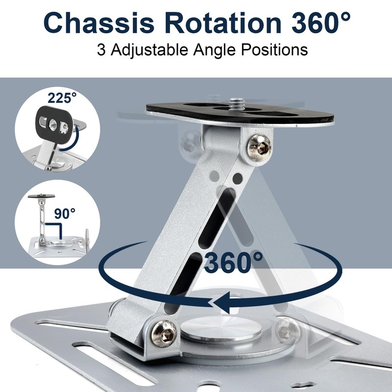AHRLIC Desktop Projector Stand, 360° Rotation Foldable Metal Projectors Bracket,