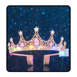 Bohend Pink Crystal Crown Princess Tiara Quinceanera Corona Bridal Headband Birthday Hair Crowns for Women Girl