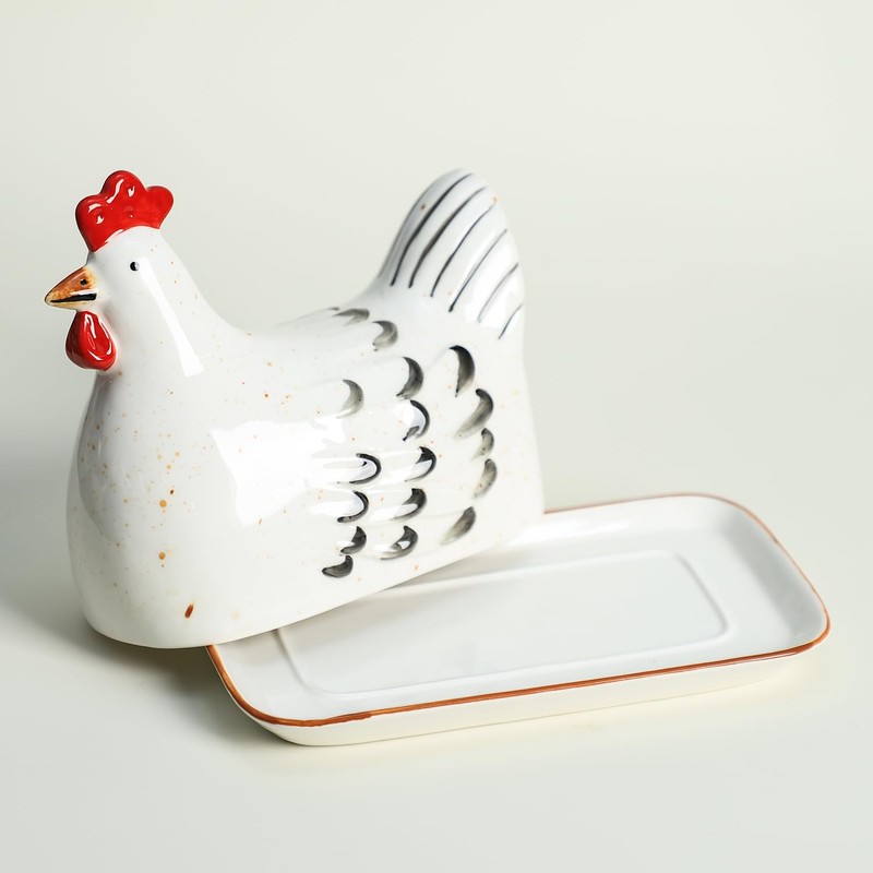 Colias Wing Retro Hen Ceramic Butter Dish with Lid Butter