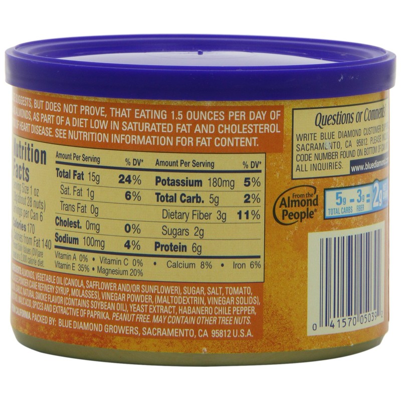 Blue Diamond Almonds BOLD Habanero BBQ, 6-Ounce (Pack of 6)