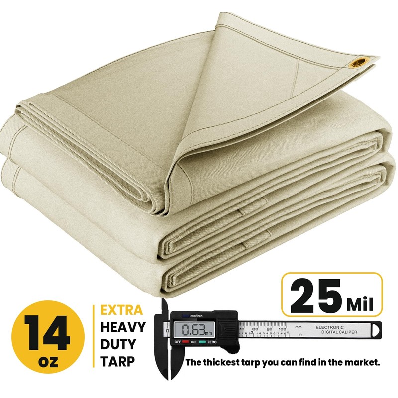 PROTARP Heavy Duty 14 OZ Water Resistant Canvas Tarp, UV