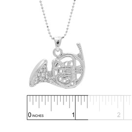 Spinningdaisy Various Crystal Musical Instrument Necklace (French Horn 1.25" Tall)