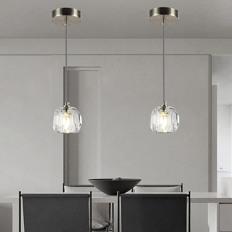 Kenolia Modern Crystal Pendant Light Fixtures, Single Raindrop Hanging Lamp,