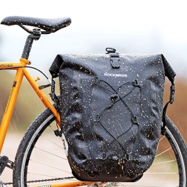 ROCKBROS Bike Pannier Waterproof 27L Large Capacity Bike Bag Rear Rack Bicycle Pannier Bag Waterproof for Grocery Touring Cycling Yellow*2