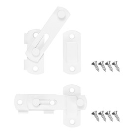 M METERXITY 2-Pack Flip Latch Gate Latches 1.97Inch Stainless Steel Gate Latches with Screws Safety Sliding Door Lock for Door/Window/Toilet/Fence/Drawer [White]