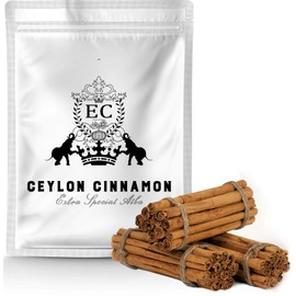 Ceylon's Finest True Alba Cinnamon | 5" Long Quills | 2021 Fresh Harvest | Naturally Sweet Cinnamomum Zeylanicum (Verum) Sticks | Sri Lanka Luxury Spices | 200 Grams (Approx 35-40 Quills)