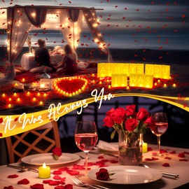 Aurelema 6086 Pcs It was Always You Light up Letters with LED Flameless Tealight Candle Red Rose Petal Letter Luminary Paper Bag for Proposal Decoration Romantic Special Night Decor