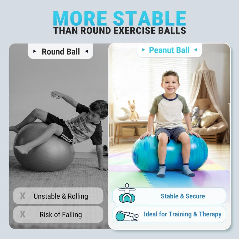 PlayZap Peanut Ball for Kids Adults, Exercise Ball for Physical